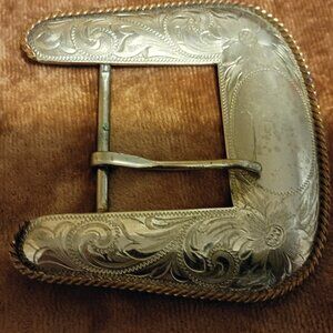German Silver 1980 buckle Vintage Western Retro